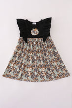 Load image into Gallery viewer, Black camouflage pumpkin applique ruffle dress
