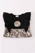 Load image into Gallery viewer, Black camouflage pumpkin applique ruffle dress
