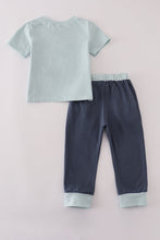 Load image into Gallery viewer, Blue embroidery pants set
