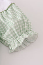 Load image into Gallery viewer, Sage turkey embroidery gingham dress
