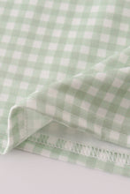 Load image into Gallery viewer, Sage turkey embroidery gingham dress
