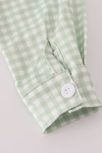 Load image into Gallery viewer, Sage turkey embroidery gingham button down shirt
