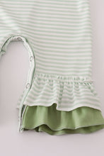 Load image into Gallery viewer, Sage turkey applique stripe ruffle romper
