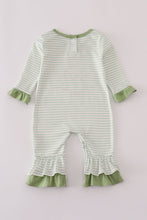 Load image into Gallery viewer, Sage turkey applique stripe ruffle romper
