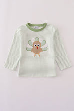 Load image into Gallery viewer, Sage turkey applique stripe top
