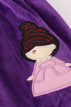 Load image into Gallery viewer, Purple Halloween witch applique velvet pants set

