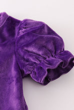 Load image into Gallery viewer, Purple Halloween witch applique velvet bloomer set
