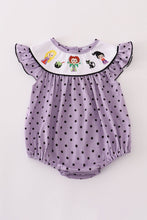 Load image into Gallery viewer, Purple Halloween dot witch embroidery bubble
