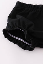 Load image into Gallery viewer, Purple Halloween dot witch embroidery bloomer set
