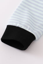 Load image into Gallery viewer, Blue Halloween spider embroidery stripe pants set
