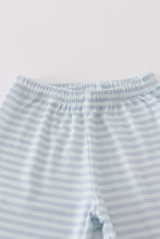 Load image into Gallery viewer, Blue Halloween spider embroidery stripe pants set

