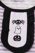 Load image into Gallery viewer, Purple Halloween spider embroidery stripe pants set
