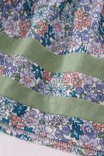 Load image into Gallery viewer, Blue floral pumpkin embroidery ruffle bloomer set
