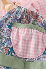 Load image into Gallery viewer, Blue floral pumpkin embroidery ruffle bloomer set
