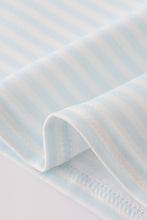 Load image into Gallery viewer, Blue pumpkin embroidery stripe top
