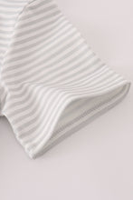 Load image into Gallery viewer, Grey puppy embroidery stripe top
