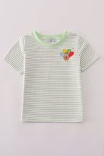 Load image into Gallery viewer, Green turkey embroidery stripe top
