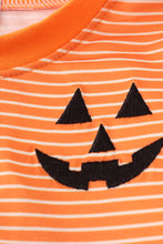 Load image into Gallery viewer, Orange Halloween embroidery stripe top
