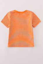 Load image into Gallery viewer, Orange Halloween embroidery stripe top

