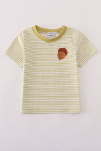 Load image into Gallery viewer, Green pinecone embroidery stripe top
