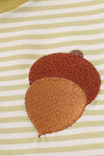Load image into Gallery viewer, Green pinecone embroidery stripe top
