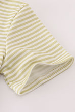 Load image into Gallery viewer, Green pinecone embroidery stripe top
