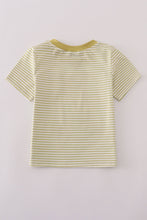 Load image into Gallery viewer, Green pinecone embroidery stripe top
