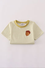 Load image into Gallery viewer, Green pinecone embroidery stripe top
