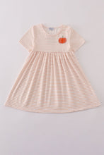 Load image into Gallery viewer, Pumpkin embroidery stripe dress
