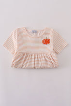 Load image into Gallery viewer, Pumpkin embroidery stripe dress
