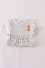Load image into Gallery viewer, Puppy embroidery stripe dress
