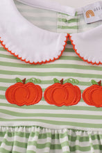 Load image into Gallery viewer, Green stripe embroidery dress
