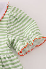 Load image into Gallery viewer, Green stripe embroidery dress
