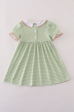 Load image into Gallery viewer, Green stripe embroidery dress
