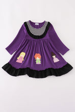 Load image into Gallery viewer, Purple halloween witch applique dress
