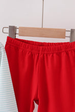 Load image into Gallery viewer, Blue reindeer applique stripe pants set
