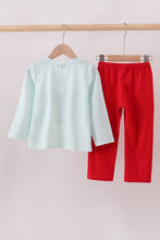 Load image into Gallery viewer, Blue reindeer applique stripe pants set

