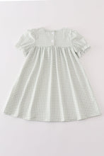 Load image into Gallery viewer, Sage turkey embroidery gingham dress
