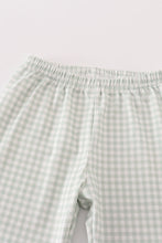 Load image into Gallery viewer, Sage turkey embroidery gingham boy pants set
