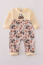 Load image into Gallery viewer, Yellow tractor french knot romper
