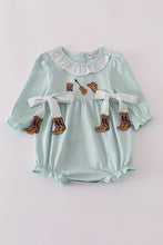 Load image into Gallery viewer, Blue boots embroidery ruffle bubble
