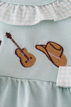 Load image into Gallery viewer, Blue boots embroidery ruffle bubble
