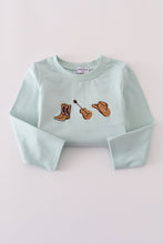 Load image into Gallery viewer, Blue boots embroidery pants set
