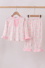 Load image into Gallery viewer, Pink nutcracker print ruffle pajamas set
