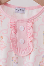 Load image into Gallery viewer, Pink nutcracker print ruffle pajamas set
