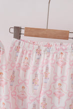 Load image into Gallery viewer, Pink nutcracker print ruffle pajamas set
