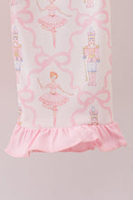 Load image into Gallery viewer, Pink nutcracker print ruffle pajamas set
