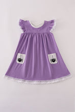 Load image into Gallery viewer, Purple spider embroidery ruffle dress

