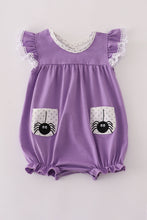 Load image into Gallery viewer, Purple spider embroidery ruffle bubble
