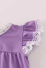 Load image into Gallery viewer, Purple spider embroidery ruffle bubble
